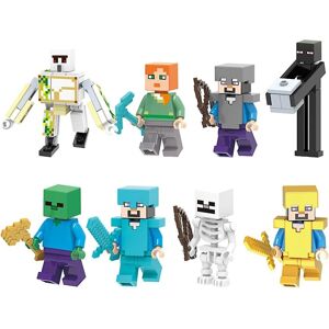 8 stk/sæt Minecraft Tema Minifigur Samlet Mini Byggeklods Samlefigurer Legetøj Børn Fans Gave