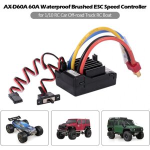 AX-D60A 60A Vandtæt børstet ESC Speed ​​Controller til 1/10 RC Car Off-Road Truck RC Boat 2S LiPo 6-8S NiMh batteri, Model: Sort