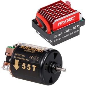 540 børstemotor RC larvemotor 55T 3-slot og 60A ESC RC bilbørste ESC elektrisk hastighedsregulator 6V/2A BEC til 1/10 RC bil, model: 55T