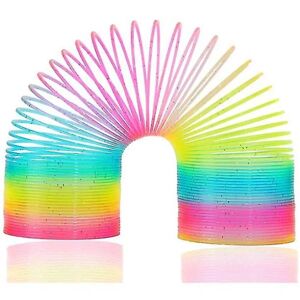 Rainbow Coil Spring Slinky Toy - Giant Classic Novelty Plastic Magic Spring Legetøj - 3x6 tommer/7,6x15 cm