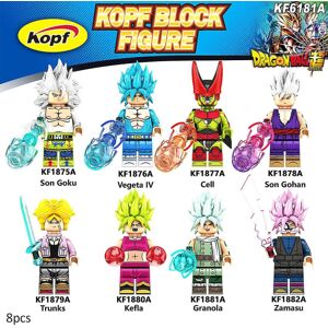 LEIGELE 8 Pack Anime Dragon Ball Super Minifigurer Samlet Mini Byggeklods Son Goku Vegeta Figurer Legetøjsmodel Børn Julegaver A