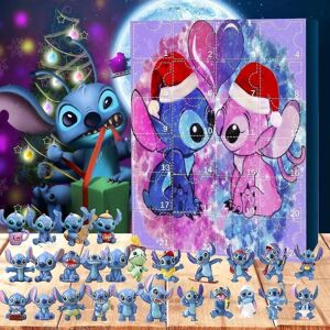 Anime Stitch Jule-adventskalender Kompatibel til Børn 24 Dage Jul Nedtælling 24 Stk Cartoon Legetøj Ornament A Set