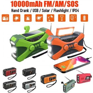 10000mAh håndsving nødradio - Solar håndsvingsradioer Campinggadgets Overlevelsesudstyr - Perfet orange color