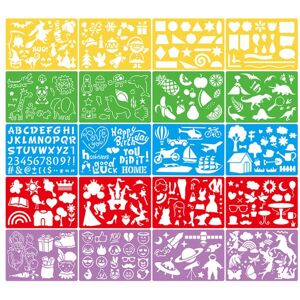 20 stk Kids DIY tegnestencils hule sæt Kids Plast P - Perfet ONE SIZE