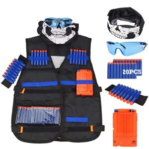 GeekAtmosphere Nerf N-Strike1 Tactical Kit Tactical Vest + 20 kugler + 6 magasiner + håndledsrem + beskyttelsesbriller + maske