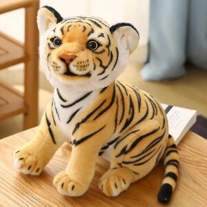 HKWWW 23-33 cm Simulering Baby Tiger Plys Legetøj Udstoppet Blød Vilde Dyr Børnegave[HK] 23cm Yellow(23cm)