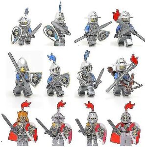 YIXI 12 stk middelalderfigurer ridder minifigur soldat actionfigur byggeklods legetøj børn legetøj gave samling