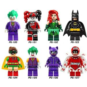 YIXI 8 stk/sæt Superhelteserie Actionfigurer Byggeklodser Klovn Batman Harley Quinn Samling Minifigurer Samlermodel Legetøj Børn Fans Gave