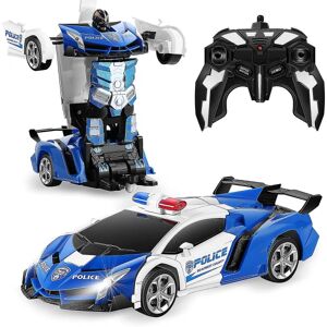 Transform Rc bilrobot, fjernbetjening biluafhængig 2,4g robotdeformation billegetøj med én knap Tra