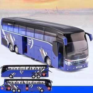 1/50 Setra Luxury Coach Bus Legetøjsbil Diecast Miniature Model Pull Back Lyd og lys Pædagogisk samling Gave til drengebørn Blue