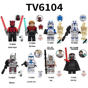 8 stk./sæt Star Wars-seriens byggeklodser minifigurer Darth Maul Obi-wan Rey Samling Actionfigurer Legetøj Børn Fans Samlegaver