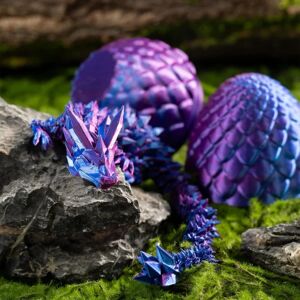 brand Easter Dragons 3D-printet drageæg med drage indeni Krystal Dragon Fidget Legetøj til fuld leddet drage for voksne til hjemmekontorindretning Laser Purple