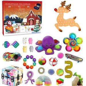 Jule-adventskalender Fidget-legetøj 24 dages nedtællingsblindboks til børn, juledekompressionsgave Elk