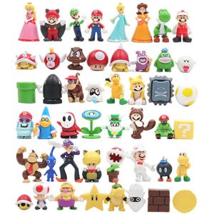 48./ Sæt Super Mario Family Luigi Yoshi Bowser Wario Peach Toad Daisy Figur Model Legetøj