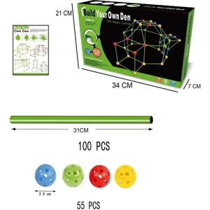 Nuværende leksaker fort byggesæt DIY bygge lekstuga inomhus by 55boll+100pinnar