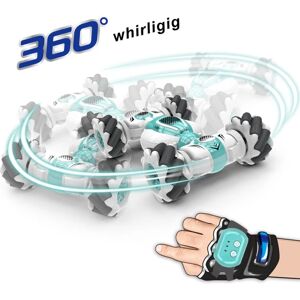 2,4Ghz fjernbetjening bil 4WD-ur Gesture Sensing Control RC Stuntbil med LED-lys Musikeffekt Børnelegetøj-WELLNGS Green