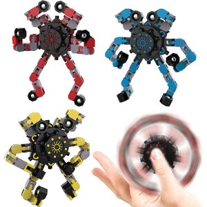 3 stk Fidget Spinners, Gør-det-selv Deformerbare Robot Fingerspids Legetøj, Dekomp