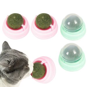 4 stk katteurtbolde, roterende interaktivt kattelegetøj, tandrensning