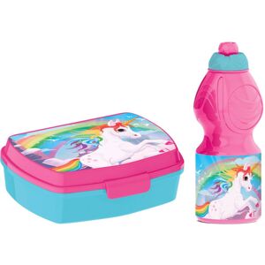 2-Pack Rainbow Unicorn Regnbuen Enhjørning Madkasse & Pop-up Van Multicolor