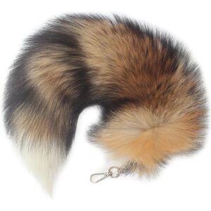 FMYSJ Sunny Fox Tail Fur Nøglering - Supper Kæmpe og fluffy Cosplay Toy Håndtaske tilbehør (FMY)