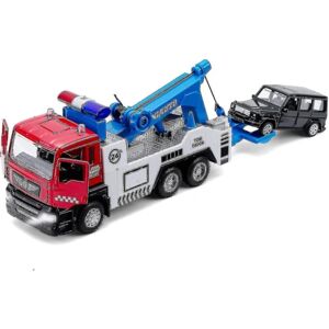 Legetøjstrailer Pull Back Legetøjsbil Mini Transport Truck Legetøj til drenge og piger, lys og lyde