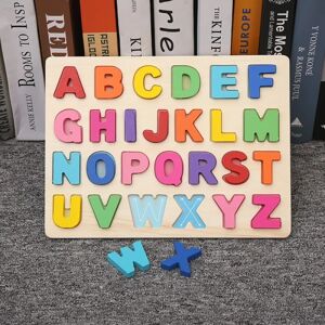Træpuslespil, AC bogstaver og tal pædagogisk legetøj farve - Perfet B