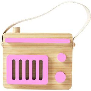 Babylegetøj Træ Mini Radiolegetøj Lære Fotorekvisitter Værelsesindretning til drenge piger Hvid pink 17x14cm