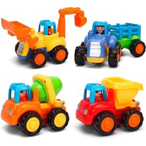 Babybillegetøj, Push and Go Friktionsdrevet billegetøj Traktor Bulldozer Dumper Cementmixer Tekniske køretøjer Legetøj til drenge Piger Børn Gave