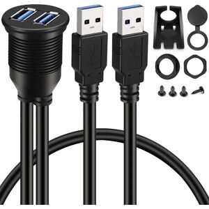 2 Porte Dual Usb 3.0 Aux Flush Mount Car Mount forlængerkabel til bil Lastbil Båd Motorcykel Dashbo