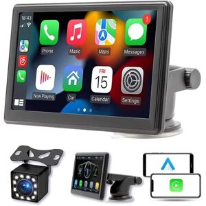 Alcatel Bærbar trådløs Carplay-skærm Dash Mount, 7 tommer berøringsskærm bilstereo Bluetooth, FM bilradio, bagkamera, USB