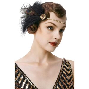 Pandebånd med fjer 1920'er stil Charleston Great Gatsby karneval kostume Tilbehør til kvinder One Size Guld