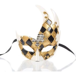 Maskerade maske til mænd (guld/sort), vintage venetiansk plaid Mardi Gras musikalsk festmaske