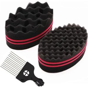 Magic Curl Sponge Twist Sponge Dobbeltsidet hårbørste Sponge Hair Twist Curl Sponge Magic Hair Braider Coils Dreadlock Curl børste 2 stykker med metal