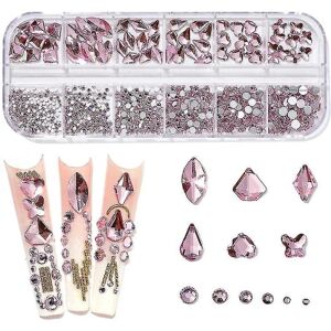 3d Glitter Nail Art Ab/farverig Hotfix Rhinestones Flatback Crystal Diamond Gems Multi Size12 Gird