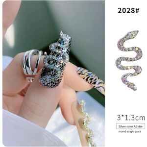 Negledekorationer til Nail Art Diamantlegering Snake Rose Guld og Sølv Full Diamond Tre-dimensionel Manicure 2028