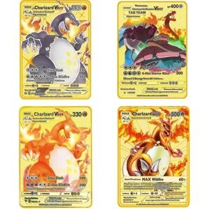 Charizard Vmax Metal Card - 4 stk Ultra Rare Cards Metal Card V Card/vmax/ex/dx Samlekort - Gaven til samlere