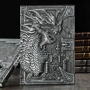 WEIWZI 3D Dragon Præget Journal Skrivebog, Hardcover DND Journal Håndlavet Daglig Notesblok Rejsedagbog, RPG tilbehør Gave til DM's&D&D spillere