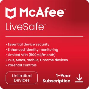 Acer McAfee LiveSafe - Ubegrænset Antal Enheder - 1 års abonnement