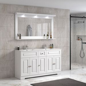 Hangzhou Hongshi Trading Modenidesign 150 Cm Hvid Mat Badeværelsesmøbel M/hvid Håndvask Og Spejl