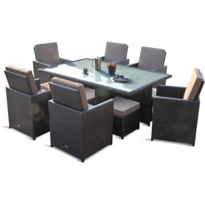 Baihui Star Havesæt 6 Personer M/frostet Glass - Sort Polyrattan