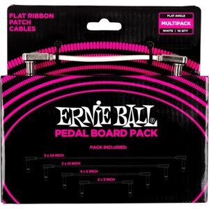 Ernie Ball Eb-6387, Flat Patch Cable White, Multipack - 2x60cm, 2x30cm, 4x15cm, 2x7,5cm
