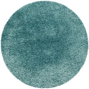 Brilliant Rund Shaggy tæppe Ensfarvet - Aqua - 200x200 (Rund)