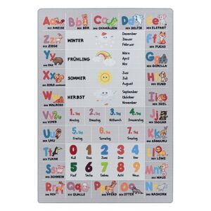 Play Børnetæppe Alfabet - bogstaver - tal - dyr - Grå - 100x150