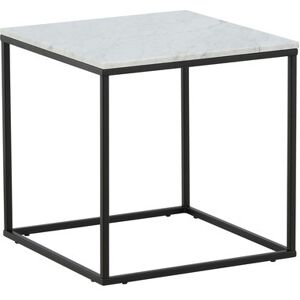 Trend Marmor sidebord - hvid marmor og sort metal (50x50)