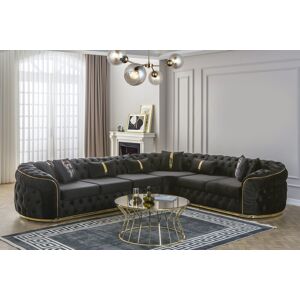 Washington hjørnesofa - Sort velour OUTLET