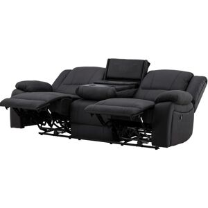 SINGAPORE 3 pers, recliner sofa med indbygget skammel - sort