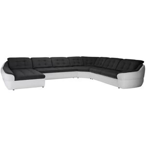 Infinity Siena XL U sofa venstrevendt sort stof Denver 21 sort / Hvid PU læder