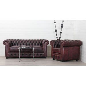 Liverpool Chesterfield 3+1 pers. sofa - Oxblod læder