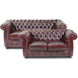 Liverpool Chesterfield 2+3 pers. sofa - Oxblod læder