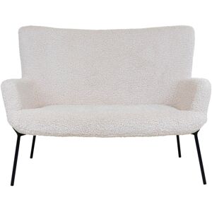 Glasgow Sofa - 2 personers sofa i hvid kunstig lammeskind med sorte ben